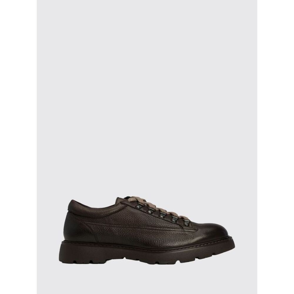 Doucal's Men Pebbled Calfskin Doucal's Derby Shoes With Padded Ankle